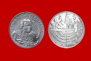 TOMMASO CAMPANELLA CONIO 1989 MONETA 500 LIRE D'ARGENTO INCASTONATA IN PORTACHIAVI GIOIELLO UNICO