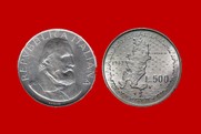 GIUSEPPE GARIBALDI CONIO 1982 MONETA 500 LIRE D'ARGENTO INCASTONATA IN PORTACHIAVI GIOIELLO UNICO