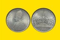 VAT - PAPA GIOVANNI XXIII 1962 MONETA 500 LIRE D'ARGENTO INCASTONATA IN PORTACHIAVI GIOIELLO