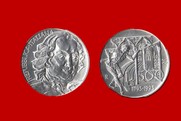 CARLO GOLDONI 1993 MONETA 500 LIRE D'ARGENTO INCASTONATA IN PORTACHIAVI GIOIELLO UNICO
