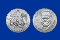 VICTOR HUGO CONIO 1985 MONETA 10 FRANCHI  D'ARGENTO INCASTONATA IN PORTACHIAVI GIOIELLO UNICO