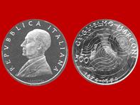 GUGLIELMO MARCONI CONIO 1974 MONETA 500 LIRE D'ARGENTO INCASTONATA IN PORTACHIAVI GIOIELLO UNICO
