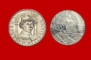 PIERO DELLA FRANCESCA1992 MONETA 500 LIRE D'ARGENTO INCASTONATA IN PORTACHIAVI GIOIELLO UNICO