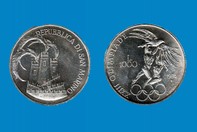 OLIMPIADE LOS ANGELES 1984 MONETA ARGENTO 1000 LIRE SAN MARINO  IN PORTACHIAVI GIOIELLO