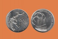 OLIMPIADE LOS ANGELES 1984 MONETA D'ARGENTO 500 LIRE SAN MARINO IN PORTACHIAVI 