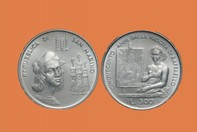 RAFFAELLO SANZIO 1983  MONETA D'ARGENTO 500 LIRE INCASTONATA IN PORTACHIAVI GIOIELLO