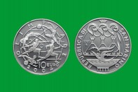 OLIMPIADE ATENE 2004  MONETA 10 EURO ARGENTO INCASTONATA IN PORTACHIAVI GIOIELLO