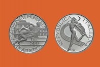 CAMPIONATI MONDIALI DI ATLETICA – ROMA 1987  MONETA 500 LIRE D'ARGENTO INCASTONATA IN PORTACHIAVI GIOIELLO