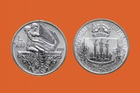JOHANN S. BACH  MONETA D'ARGENTO 500 LIRE INCASTONATA IN PORTACHIAVI GIOIELLO