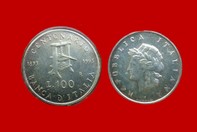 CENTENARIO DELLA FONDAZIONE DELLA BANCA D’ITALIA 1993 MONETA 100  LIRE D'ARGENTO INCASTONATA IN PORTACHIAVI GIOIELLO