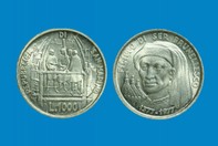 BRUNELLESCHI MONETA D'ARGENTO 1000 LIRE INCASTONATA IN PORTACHIAVI GIOIELLO