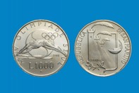 OLIMPIADI CALGARY E SEUL 1988 MONETA D'ARGENTO 1000 LIRE  IN PORTACHIAVI GIOIELLO