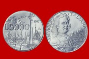 CANALETTO 1997 MONETA 5000 LIRE D'ARGENTO INCASTONATA IN PORTACHIAVI GIOIELLO UNICO