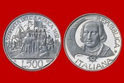 CRISTOFORO COLOMBO CONIO 1992 MONETA 500 LIRE D'ARGENTO INCASTONATA IN PORTACHIAVI GIOIELLO UNICO