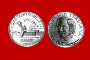 GAETANO DONIZETTI MONETA 1000 LIRE D'ARGENTO INCASTONATA IN PORTACHIAVI GIOIELLO UNICO