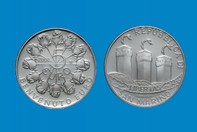 BENVENUTO EURO 2002  MONETA D'ARGENTO 5 EURO  INCASTONATA IN PORTACHIAVI GIOIELLO