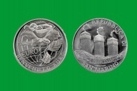 BENVENUTO EURO 2002 MONETA 10 EURO ARGENTO INCASTONATA IN PORTACHIAVI GIOIELLO 