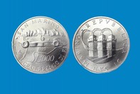 FORMULA 1 GRAN PREMIO SAN MARINO 1989 MONETA D'ARGENTO 1000 LIRE INCASTONATA IN PORTACHIAVI GIOIELLO