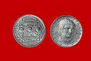 GIORDANO BRUNO MONETA 1000 LIRE D'ARGENTO INCASTONATA IN PORTACHIAVI GIOIELLO UNICO