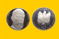 ROBERT KOCH 10 DM  D'ARGENTO 1993 INCASTONATA IN PORTACHIAVI GIOIELLO 