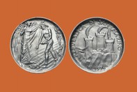 LA SEMINA 1976 MONETA D'ARGENTO 500 LIRE INCASTONATA IN PORTACHIAVI GIOIELLO