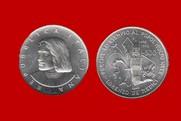 LORENZO IL MAGNIFICO 1992 MONETA 500 LIRE D'ARGENTO INCASTONATA IN PORTACHIAVI GIOIELLO UNICO