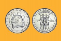 OLIMPIADE DI LOS ANGELES 1984 MONETA 500 LIRE D'ARGENTO INCASTONATA IN PORTACHIAVI GIOIELLO