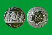 ANDREA MANTEGNA 2006 MONETA 10 EURO D'ARGENTO INCASTONATA IN PORTACHIAVI GIOIELLO 