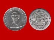 ALESSANDRO MANZONI CONIO 1985 MONETA 500 LIRE D'ARGENTO INCASTONATA IN PORTACHIAVI GIOIELLO UNICO