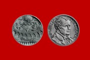 PIETRO MASCAGNI MONETA 1000 LIRE D'ARGENTO INCASTONATA IN PORTACHIAVI GIOIELLO UNICO