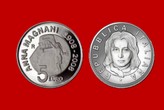 ANNA MAGNANI  MONETA 5 EURO 2008  D'ARGENTO INCASTONATA IN PORTACHIAVI GIOIELLO UNICO