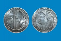 MONDIALI DI CALCIO 1986 MONETA D'ARGENTO 1000 LIRE  IN PORTACHIAVI GIOIELLO