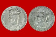 PISANELLO 1995 MONETA 5000 LIRE D'ARGENTO INCASTONATA IN PORTACHIAVI GIOIELLO UNICO