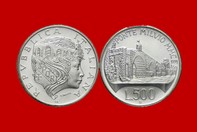 EDIFICAZIONE DI PONTE MILVIO 1991 MONETA LIRE D'ARGENTO INCASTONATA IN PORTACHIAVI GIOIELLO UNICO