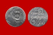 GIOACCHINO ROSSINI 1992 MONETA 500 LIRE D'ARGENTO INCASTONATA IN PORTACHIAVI GIOIELLO UNICO