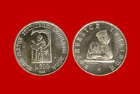 UNIVERSITA' DI BOLOGNA  1988 MONETA 500 LIRE D'ARGENTO INCASTONATA IN PORTACHIAVI GIOIELLO
