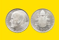 VAT - PAPA GIOVANNI PAOLO II 1979 1980 MONETA 500 LIRE D'ARGENTO INCASTONATA IN PORTACHIAVI GIOIELLO