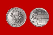 GIUSEPPE VERDI 2001 MONETA 1000 LIRE D'ARGENTO INCASTONATA IN PORTACHIAVI GIOIELLO UNICO