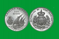 AMERIGO VESPUCCI 1995 MONETA D'ARGENTO 10000 LIRE  IN PORTACHIAVI GIOIELLO